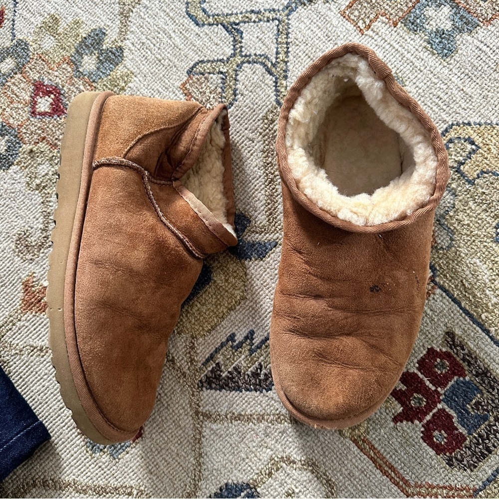 Ugh Brown Short Reworked Mini Ankle Length Uggs sz 8